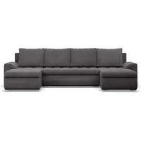 U-Sofa mit Schlaffunktion, 2 Chaiselongues, Cord - Dunkelgrau - Grau