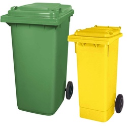 BRB Set mit 1x DIN Mülltonne 80 Liter gelb und 1x DIN Mülltonne 240 Liter grün