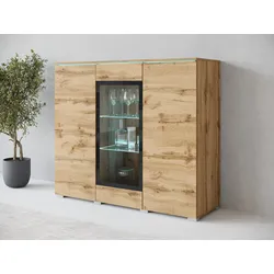 Highboard INOSIGN "Vera", braun (votan eichefarben), B:120cm H:103,3cm T:39,5cm, Sideboards, Highboard mit 4 Türen, 9 Fächern, verglasten Türen