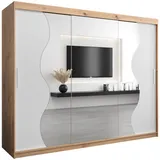 abiks möbel Schwebetürenschrank MADRYT 250 x 200 x 62 cm Weiß