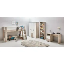 OTTO home Jugendzimmer-Set OTTO HOME "Set »Rieke«, viel Stauraum", beige, B/H: 90cm x 200cm, Holzwerkstoff, Schlafzimmermöbel-Sets, Hochbett, Etagenbett, Ablagefach unter dem Bett, Blauer Engel