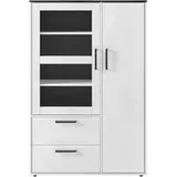 Highboard Smart 1 Massivholz kiefer weiß schwarz B/H/T: ca. 98x149x40 cm - kiefer, weiß, schwarz