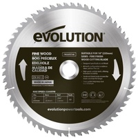 EVOLUTION Power Tools FW255TCT-60 Fine Finish Wood Cutting TCT Tungsten Carbide Saw For Mitre & Table Saws, Smooth Fast Cuts In Sheet, Ply & Hardwood, Clean, Splinter Free Cut, 60 Teeth, 255mm