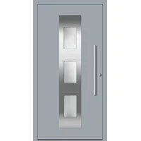 Aluminium Haustür RC2 "MAluminium" 78 mm flügelüberdeckend Fenstergrau RAL 7040 beidseitig innen öffnend DIN rechts