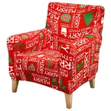 BTTO Sesselhusse Sofahusse,Sesselhusse Bezug für Sessel,Einzelner Sesselbezug, Weihnachten Stretch Sesselbezug Möbelschutz rot