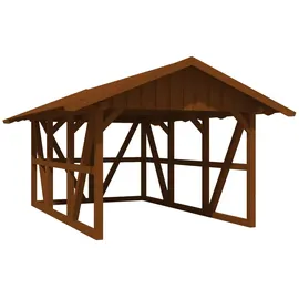 SKANHOLZ Skan Holz Schwarzwald Einzel 4,24 x 6,00 m nussbaum mit Rückwand