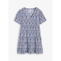 bonprix Kleid mit Print, blau, 40, Viskose