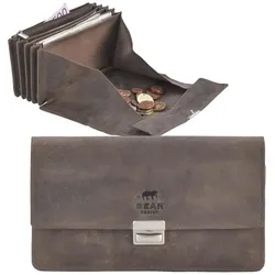 Bear Design Kellnerbörse Leder Geldbörse Portemonnaie Taxibörse braun antik 19x12cm