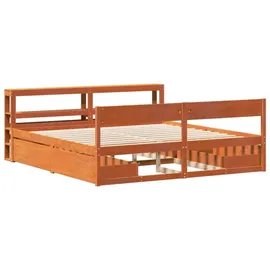 vidaXL Massivholzbett 180 x 200 cm Wachsbraun