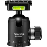 Walimex Mantona Fortress Kugelkopf 40 mm bis 15 kg, Stativkopf mit 360° Panorama-Funktion & 3 Wasserwaagen, inkl. Schnellwechselplatte und Friktionswegkontrolle