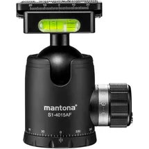 Walimex Mantona Fortress Kugelkopf 40 mm bis 15 kg, Stativkopf mit 360° Panorama-Funktion & 3 Wasserwaagen, inkl. Schnellwechselplatte und Friktionswegkontrolle