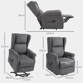 Homcom Fernsehsessel mit Aufstehhilfe Relaxsessel mit Liegefunktion, Leinenoptik, TV-Sessel mit Seitentasche und Fernbedienung, für Wohnzimmer, Sessel, Fernsehsessel