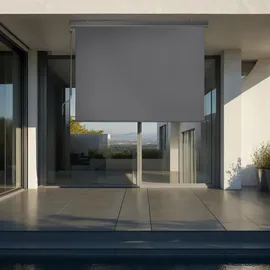 Tectake Senkrechtmarkise, Dunkelgrau, Textil, 140x250 cm, Ce Sonnen- , Sichtschutz, Sichtschutz Garten, Balkon Sichtschutze