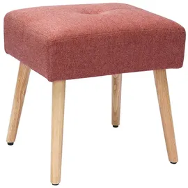 miliboo Niedriger Hocker aus Stoff mit strukturiertem Samteffekt in Terracotta und hellem Massivholz H46 cm GUESTA