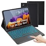 LAMA Hülle mit Tastatur für Samsung Galaxy Tab S6 Lite, Tastaturhülle mit Touchpad für Tab S6 Lite 10,4“ (2024/2022/2020), Bluetooth Tastatur Hülle (QWERTZ Layout),Schwarz Beleuchtet
