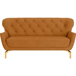 3-Sitzer SIT & MORE "Orient 3", gelb (mustard), B:183cm H:89cm T:88cm, 100% Polyester, Sofas, inkl. 2 Zierkissen mit Strass-Stein, goldfarbene Metallfüße
