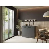 Respekta Spülenschrank 100 cm Grau Matt