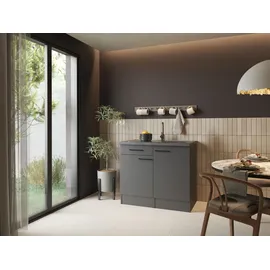 Respekta Spülenschrank 100 cm Grau Matt