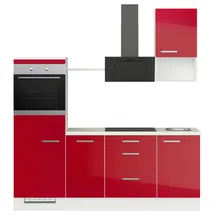 Impuls Küchen Küchenzeile IBZ42154R 215 cm Rot Hochglanz ohne E-Geräte