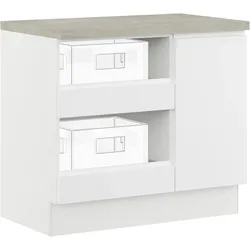 Mehrzweckschrank-Set IMPULS KÜCHEN "Warschau", weiß mit beton, optik natur, B:100cm H:91,8cm T:60cm, Holzwerkstoff, Pulverlack, Kastenmöbel-Sets, Vielfältige Varianten verfügbar; kombinierbar mit anderen Artikeln