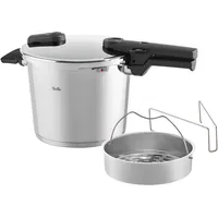 Fissler Schnellkochtopf Vitaquick, Silber, Metall, 6.0 L, Druckregelventil, Sicherheitsverschluss, Kochen, Töpfe, Schnellkochtöpfe