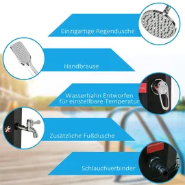 Outsunny Solardusche Schwarz 1,45 m