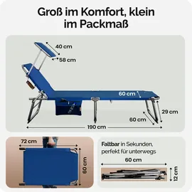 CASARIA Sonnenliege 150 x 60 x 100 cm Blau