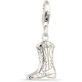 KUZZOI Charm Medaillon Western Cowboy Stiefel Silber