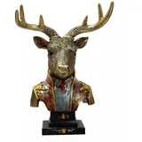 Kaufhaus le petit Tierfigur Hirsch Kopf Büste Geweih Deko Figur Skulptur Reh Kuh Elch Rentier, Dekofigur Dekoskulptur Dekoobjekt Tierfigur aus Polyresin (Kunststein)