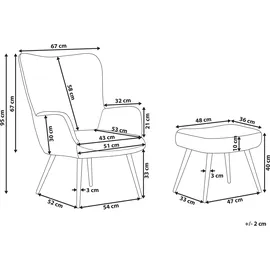Beliani Ohrensessel mit Fußstütze Bouclé Cremeweiß