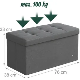 Relaxdays Sitzbank Truhenbank Dunkelgrau 76 x 38 x 38 cm