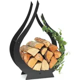 DanDiBo Ambiente DanDiBo Kaminholzregal Metall Schwarz Innen Kaminholzständer Flamme 78 cm 190983 Holzkorb Kaminholzhalter Feuerholzregal Holzregal