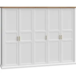 Kleiderschrank HOME AFFAIRE "Tara", weiß (weiß matt, pacific walnut), B:291cm H:227cm T:59cm, MDF, Spanplatte, Schränke, Drehtürenschrank Kleiderschrank, lackiert mit wasserbasiertem UV-Lack, in 4 Breiten