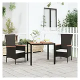 vidaXL Gartentisch mit Holzplatte Schwarz Poly Rattan & Akazienholz