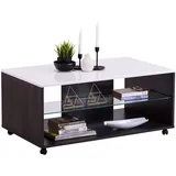 INOSIGN Couchtisch "Enzo", weiß (weiß hochglanz folie, schwarz holz, schwarz holz, weiß hochglanz folie), B:101cm H:45cm T:60cm, Tische, Couchtisch, Hochglanzplatte, mit Rollen