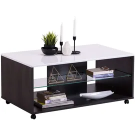 INOSIGN Couchtisch "Enzo", weiß (weiß hochglanz folie, schwarz holz, schwarz holz, weiß hochglanz folie), B:101cm H:45cm T:60cm, Tische, Couchtisch, Hochglanzplatte, mit Rollen