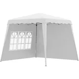 Outsunny Pavillon mit Seitenwand höhenverstellbar Partyzelt mit UV-Schutz, Faltzelt mit Tragetasche für Garten, Balkon, Oxford, Stahl, Oxfordstoff