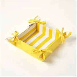 Homescapes Brotkorb Stoff Wendemuster Breite Streifen gelb - Homescapes