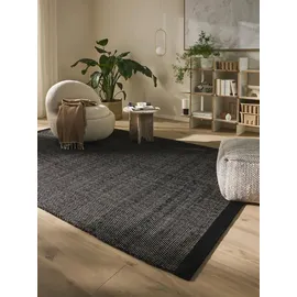 benuta Wollteppich Rocco, rechteckig, Höhe: 5 mm, Teppich Wohnzimmer, Schlafzimmer, Esszimmer, Flur, Kunstfaser, Cozy schwarz|weiß rechteckig | 200 cm x 300 cm x 5 mm