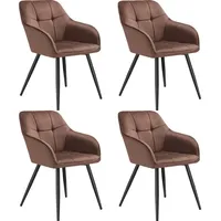 Tectake tectake® Esszimmerstuhl, gepolstert, in Samtoptik, gesteppt, schlanke Stahlbeine,