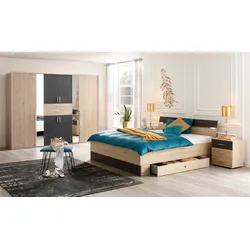 Stauraumbett WIMEX "Xanten", grau (eichefarben, graphit), H:96cm L:210cm, Betten