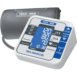 TECH-MED - Digitales Oberarm-Blutdruckmessgerät TMA-3 Basic (B) mit Netzteil, G3 MWI-Technologie, DPDA-Dualsystem, WHO-Klassifikation, Arrhythmie-Erkennung, LCD-Display