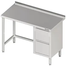Stalgast Arbeitstisch ohne Grundboden, 2200x600x850 mm, mit 2er Schubladenblock rechts, mit Aufkantung, verschweißt