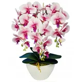 Kunstblume Künstliche Orchidee im Topf, weiße und rosa Orchidee 53 cm, Sarcia.eu