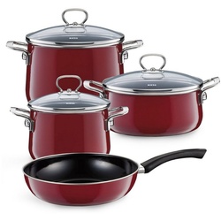 Riess Topf-Set »Topfset Starterset 4-teilig ROSSO«, Emaille (4-tlg) rot