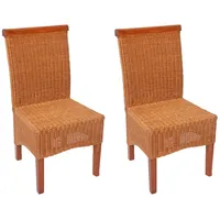 Mendler 2er-Set Esszimmerstuhl Korbstuhl Stuhl M42, Rattan ~ ohne