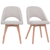 Skandinavische Stühle aus beigem Stoff mit Samteffekt und massivem Buchenholz (2er-Set) COSETTE