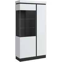 Möbelando Glasvitrine >Campania< 2 Türen, 5 Böden, Alpinweiß/Anthrazit Dekor