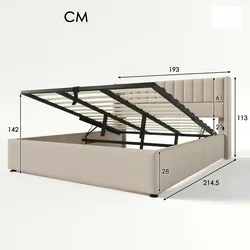 Merax Doppelbett 180x200 Polsterbett aus Leinen mit Lattenrost & Hydraulische Stauraum Beige