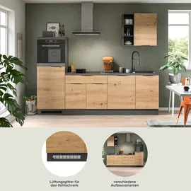 kochstation Küchenzeile KS-Lulea 260 cm schwarz